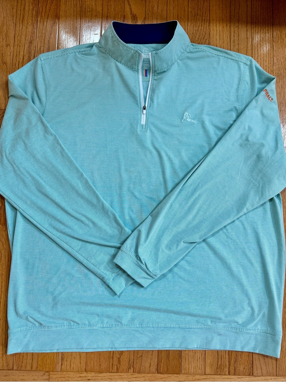 Rhoback Men’s XXXL Aqua Sea‑Green Stripe Performance Golf Quarter Zip Pullover